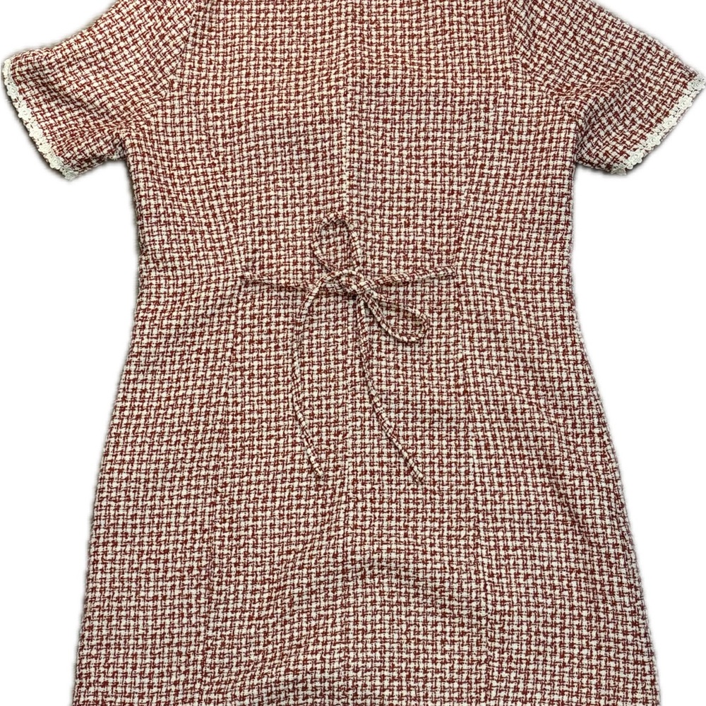 NWT Anthropologie *Replica* Dress Elegant Red Tweed Mini Dress with Lace Trim - Picture 6 of 6